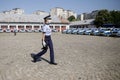 Romanian Police female officer wearing mask during an event of the Police Force