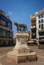Bucharest, Romania - June 24, 2024: Capitoline Wolf Statue in Bucharest Royalty Free Stock Photo