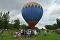 Hot air balloon flying in Bucharest park