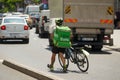 Uber Eats courier - Bucharest Royalty Free Stock Photo