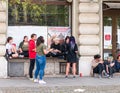 Many young people and rebel teenagers gathered at the University`s Square, Bucharest