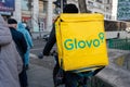 Glovo delivery man in Bucharest, Romania