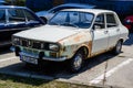 Bucharest, Romania, 26 March 2021 Old retro white Romanian Dacia 1300 classic car parked in a street in a sunny spring day