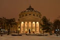 Bucharest architecture: Romanian Athenaeum in winter Royalty Free Stock Photo