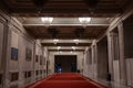 BUCHAREST, ROMANIA - MARCH 13, 2023: Selective blur opulent design of a lobby hall in the interior of the Romanian palace of