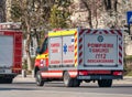 SMURD ambulance in traffic. SMURD is an emergency rescue service based in Romania