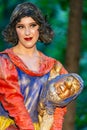 Bucharest, Romania - May 23,2018, Actress performing Snow-White, Netherlands, LevendTheater,Living Statues