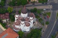 Bucharest, Romania, May 17, 2015: Aerial view of Casin Monastery