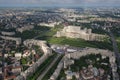 Bucharest, Romania, May 15, 2016: Aerial view of Palace of the Parliament in Bucharest Royalty Free Stock Photo