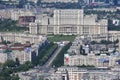 Bucharest, Romania, May 15, 2016: Aerial view of Palace of the Parliament in Bucharest Royalty Free Stock Photo