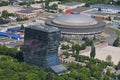 Bucharest, Romania, May 15, 2016: Aerial view of Romexpo Royalty Free Stock Photo