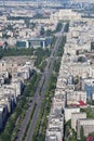 Bucharest, Romania, May 15, 2016: Aerial view of Unirii Boulevard in Bucharest