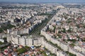 Bucharest, Romania, May 15, 2016: Aerial view of Unirii Boulevard in Bucharest