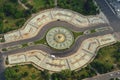 Bucharest, Romania, May 17, 2015: Aerial view of Unirii Square fountains