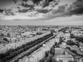 Bucharest, Romania - 22 May 2017: Bucharest city centre black and white version aerial view Royalty Free Stock Photo