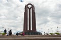 BUCHAREST, ROMANIA - MAY 14, 2017: Carol Park in Bucharest, Romania. Mausoleum in Background. Royalty Free Stock Photo