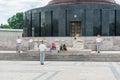 BUCHAREST, ROMANIA - MAY 14, 2017: Carol Park in Bucharest, Romania. Mausoleum and Changing Guard in Background. Royalty Free Stock Photo