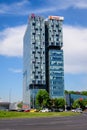 Bucharest, Romania - 15 May 2021: City Gate Towers in the Northern part of the city with headquarters and offices of Telekom, Royalty Free Stock Photo