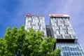 Bucharest, Romania - 15 May 2021: City Gate Towers in the Northern part of the city with headquarters and offices of Telekom, Royalty Free Stock Photo