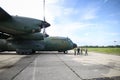 Lockheed C-130 Hercules military cargo airplane on the The Romanian Air Force 90th Airlift Base Royalty Free Stock Photo