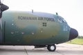 Lockheed C-130 Hercules military cargo airplane on the The Romanian Air Force 90th Airlift Base Royalty Free Stock Photo