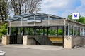 Bucharest, Romania - 4 May 2021: Main entry to Timpuri Noi metro station