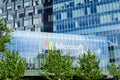 Bucharest, Romania - 15 May 2021: Microsoft headquarter and offices in City Gate Towers in the Northern part of the city in a Royalty Free Stock Photo
