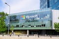 Bucharest, Romania - 15 May 2021: Microsoft headquarter and offices in City Gate Towers in the Northern part of the city in a