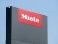 Miele company logo on a outdoor sign board. Miele is a German manufacturer of high-end domestic Royalty Free Stock Photo