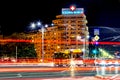 Bucharest, Romania - 01.04.2017, night trails, Regina Maria. Royalty Free Stock Photo