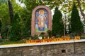 Bucharest, Romania - November 04, 2018: Candles lit at Radu Voda Monastery dedicated to Saint Nectarios of Aegina and The Holy Tri Royalty Free Stock Photo