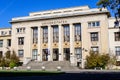 Bucharest, Romania, 8 November 2020 - Main building of the Law School University in a sunny autumn day