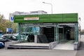 Bucharest, Romania, 14 November 2021: Main entry to Tudor Vladimirescu metro station in Dr Taberei or Drumul Taberei neighbourhood