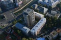 Bucharest, Romania, October 9, 2016: Aerial view of old town in Bucharest, near Dimbovita river