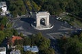 Bucharest, Romania, October 9, 2016: Aerial view of Triumphal Arch Royalty Free Stock Photo