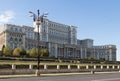 Building of Palace of Parliament on the Constitution Square in Bucharest city in Romania Royalty Free Stock Photo