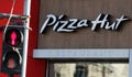 Pizza Hut logo in downtown Bucharest