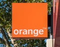 Bucharest/Romania - 09.05.2020: Orange mobile telecom sign and logo