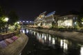 Bucharest, Romania. Palace of Justice in downtown at night, with Dambovita River in front Royalty Free Stock Photo