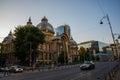 Bucharest, Romania : Panoramic view of the The CEC Palace, The Palace of the Savings Bank in the historical center Lipscani Street Royalty Free Stock Photo