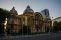Bucharest, Romania : Panoramic view of the The CEC Palace, The Palace of the Savings Bank in the historical center Lipscani Street Royalty Free Stock Photo