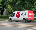 Bucharest/Romania - 07.15.2020: Parked DPD delivery van parcel vehicle on the streets of Bucharest Royalty Free Stock Photo
