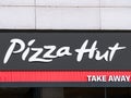 Bucharest/Romania - 10.17.2020: Pizza Hut take away restaurant and fast food in Bucharest. Pizza Hut logo Royalty Free Stock Photo