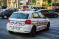 Police car in downtown Bucharest