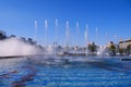 Water fountains in the downtown of Bucharest City, Union`s Square - Piata Unirii