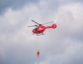 SMURD helicopter flying against blue sky. SMURD is the emergency rescue service based in Royalty Free Stock Photo