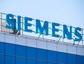 Siemens logo on a office building in Bucharest city