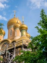 St Nicholas Church is a Russian influenced Orthodox Church in old town of Bucharest. Christian church between buildings and trees