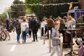 Bucharest, Romania: 21.04.2019 - Street Food Truck festival. People walking around at a street food festival in the