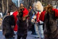 Bucharest, Romania, 25th of December 2019: Christmas tradition festival in Balkans, Romanian dancers and actors in traditional